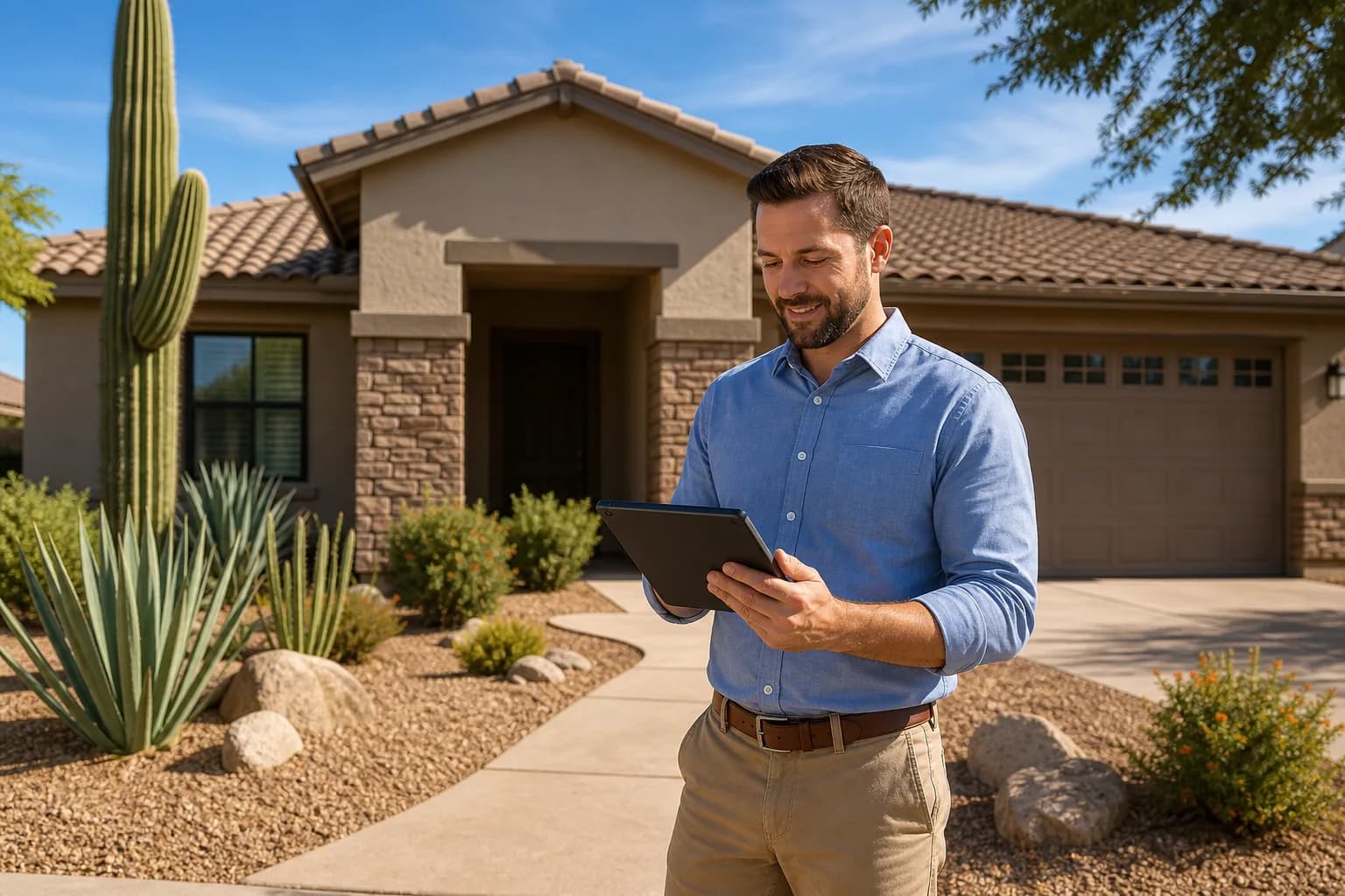 Cash home buyer reviewing a property in Phoenix Arizona